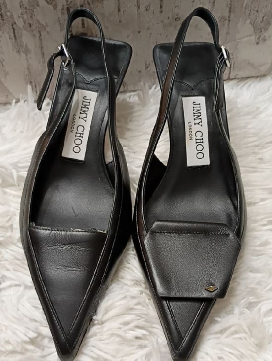 Jimmy Choo Shoes - Jimmy Choo London Kitten Heel Sling Back Shoes $990 With Defect